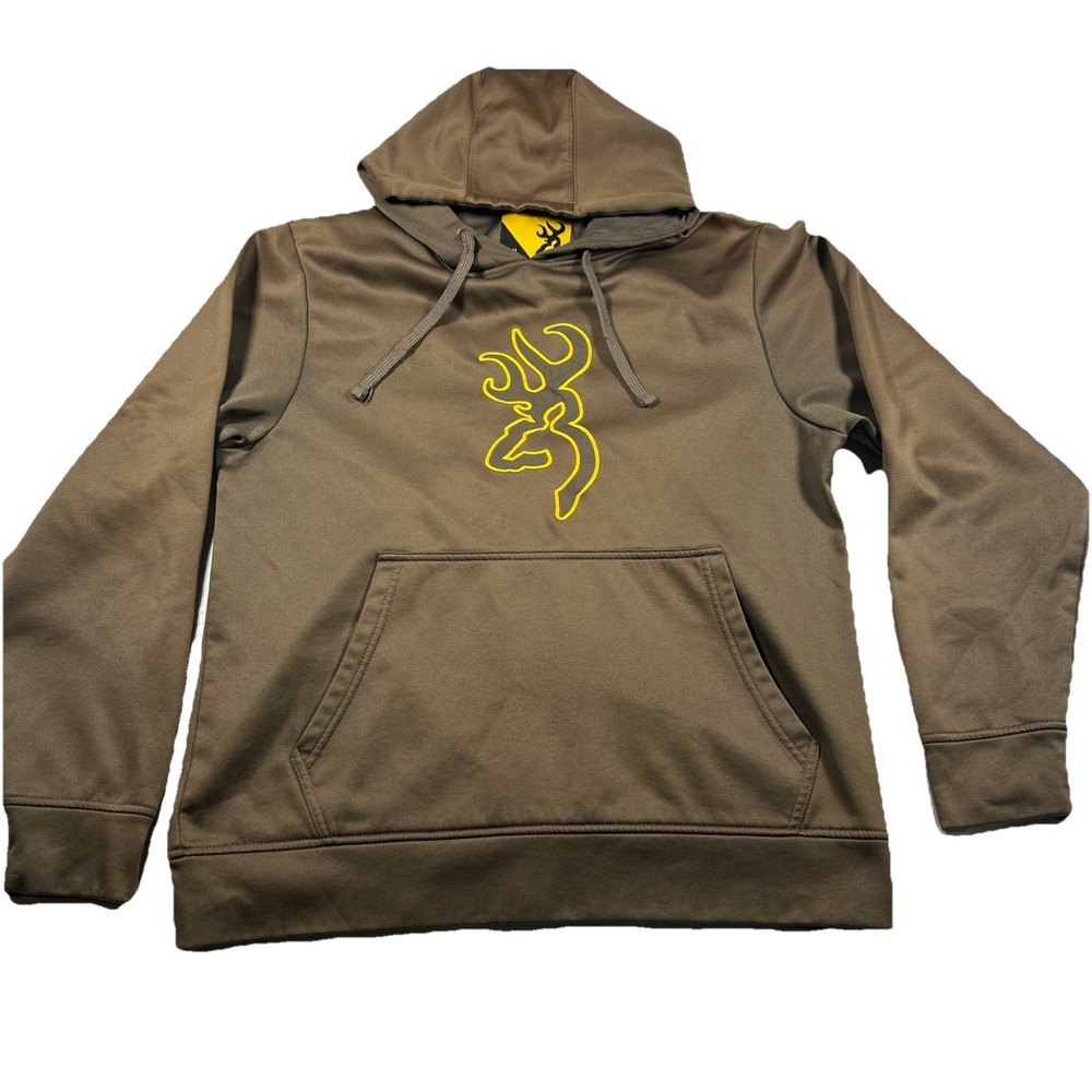 BROWNING TECH HOODED SWEATSHIRT HOODIE DEER brown size medium men's gold used
